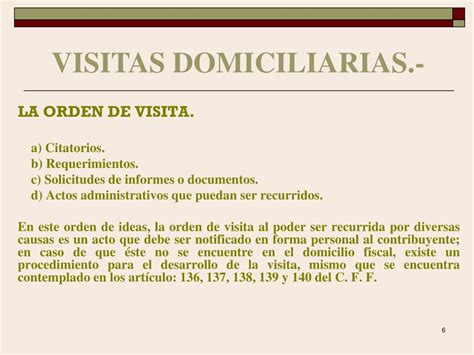 Tipos De Visitas Domiciliarias En Materia Fiscal Material Colección