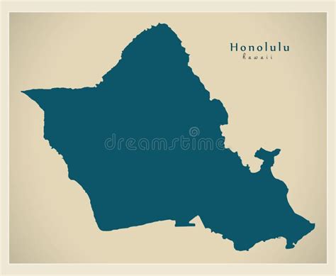 Modern City Map Honolulu Hawaii City Of The Usa Stock Vector