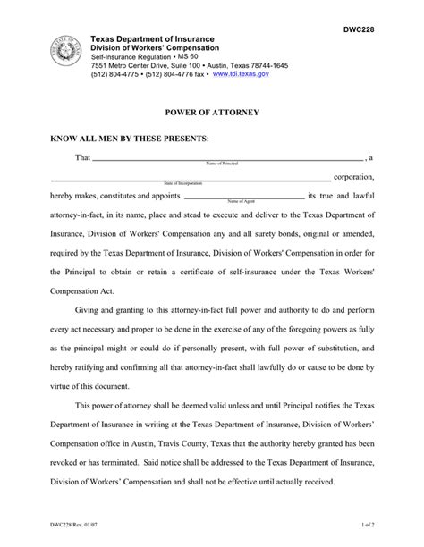 Power Of Attorney Form Texas In Word And Pdf Formats