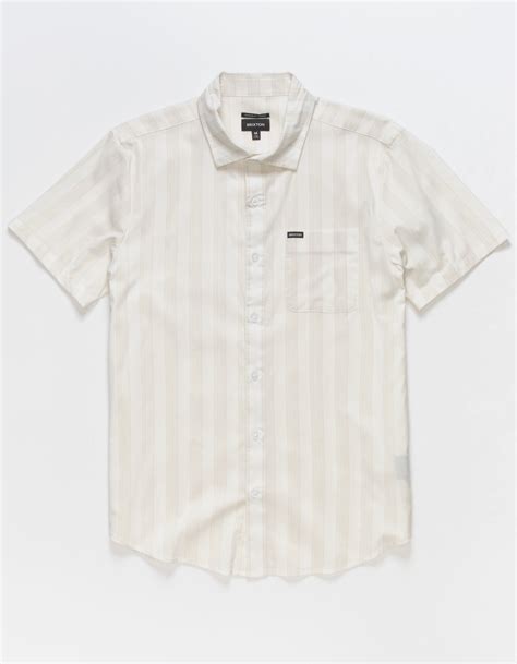 Brixton Charter Stripe Mens Button Up Shirt Off White Tillys