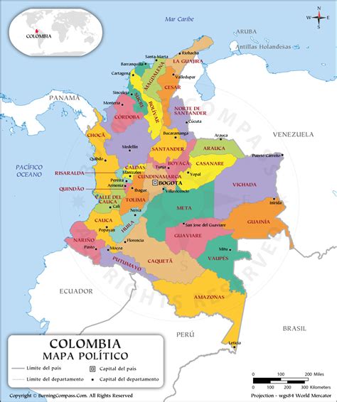 Arriba 100 Foto Mapa Politico De Colombia Con Sus Departamentos Y