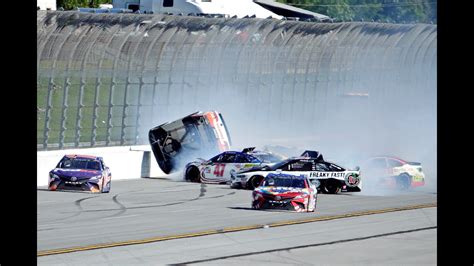 Chase Elliott Involved In 17 Car Wreck Pushed Up Onto Wall At