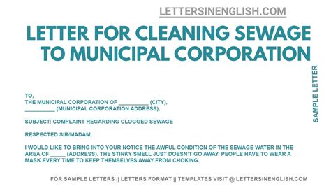 Letter To Municipality For Sewage Problem Complaint Letter For Sewage