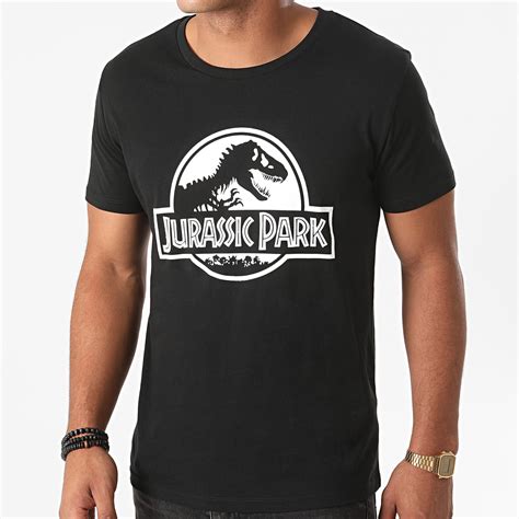 Jurassic Park Tee Shirt Logo Black And White Noir