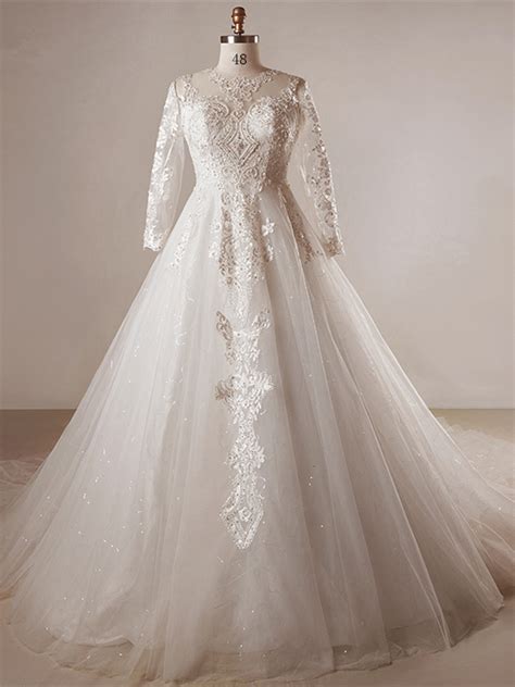 Vintage boho spitze langarm brautkleider langarm country beach hochzeitskleider. Hochzeitskleid Prinzessin Spitze Glitzer | Hochzeits