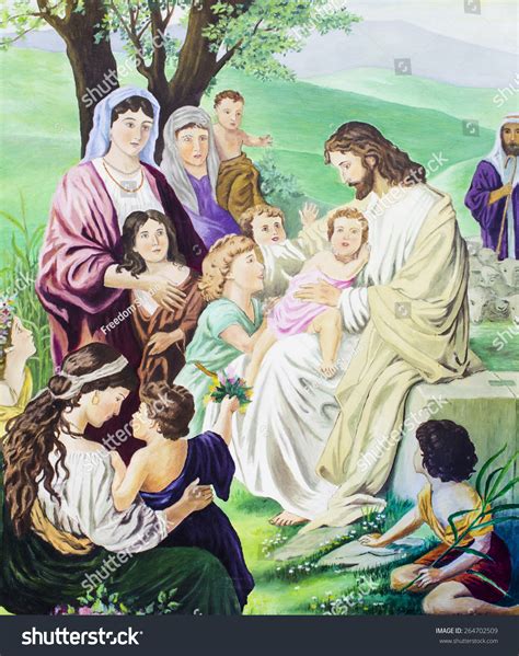 Image Of Gospel Story Of Jesus With The Children Original Oil Painting