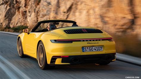 2020 Porsche 911 Carrera S Cabriolet Color Racing Yellow Rear