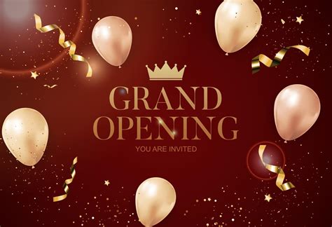 Grand Opening Congratulation Background Card With Ribbon And Confetti