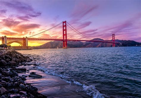 Golden Gate Bridge At Sunset 4k Ultra Hd Wallpaper Background Image