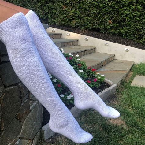 Love Sock Company Womens White Knee High Long Cable Knit Socks High