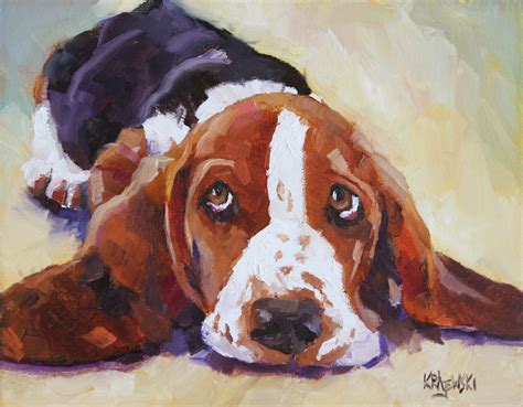 Basset Hound Dog Art Original Oil Painting Etsy
