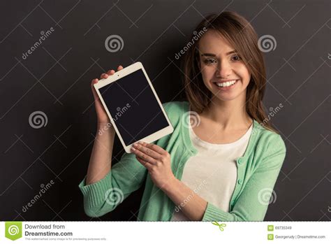 Girl With Gadget Stock Image Image Of Gadget People 69735349