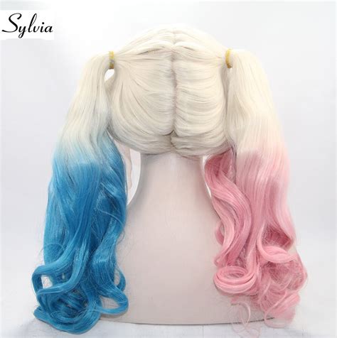 Sylvia Platinum Blonde With Half Pink Half Blue Tips Natural Wave