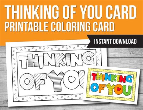 Thinking Of You Printable Coloring Card Printable Sympathy Etsy