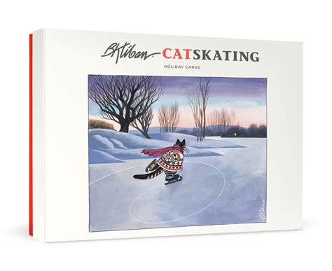 B Kliban Catskating Holiday Cards — Pomegranate