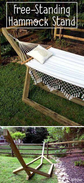 To add these, measure 6 3/4 down from the top of the posts and make a mark at the center. How to Make a Free-Standing Hammock Stand | Backyard ...