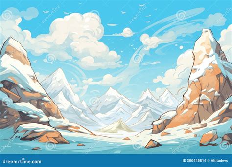 Mountains With Snow And Clouds Hovering Overhead Stock Photo Image Of