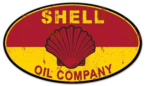 Shell Oil Company Grunge Metal Sign 24 X 14 Inches Vintage Retrò