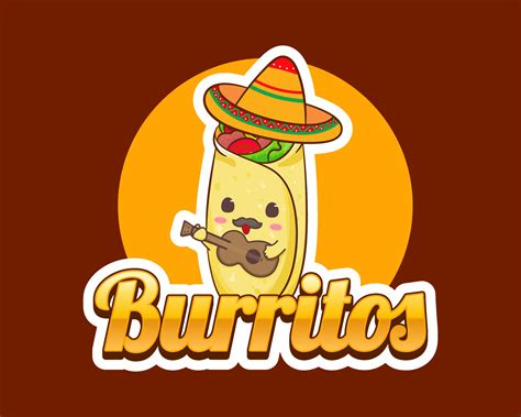 Mexican Traditional Food. Burritos Playing Guitar. Cute Burritos Wears