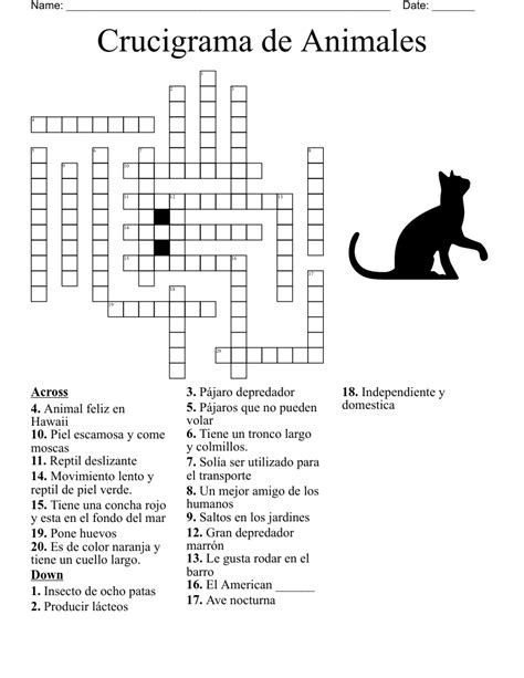 Crucigrama De Animales Con Preguntas Kulturaupice