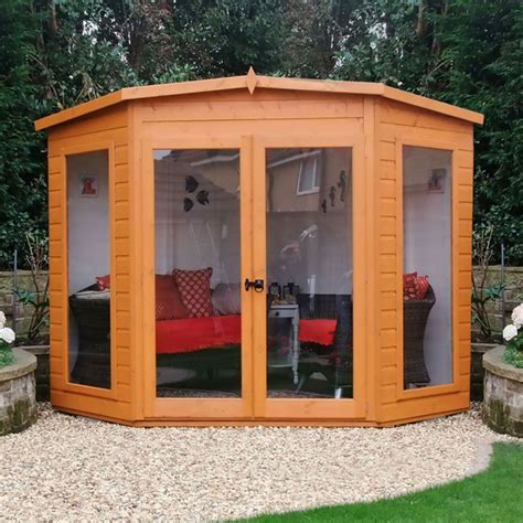 X Shire Barclay Traditional Corner Wooden Summer House Wooden Summer House Summer House
