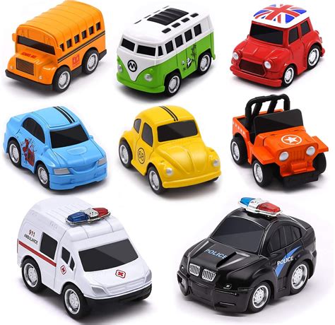 Metal Pull Back Cars Up Grade 8 Pack Kids Die Cast Alloy Toy Vehicles