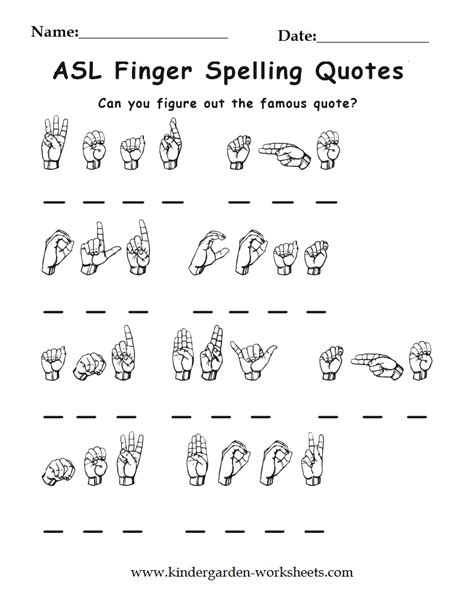 Beginner Printable Sign Language Worksheets