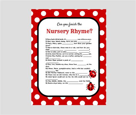I had the world's busiest saturday this weekend. ladybug Printable Baby Shower Games - Magical Printable