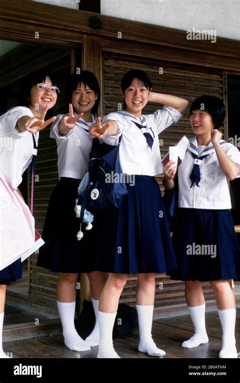 Japan Kyoto High School Girls Stock Photo Alamy