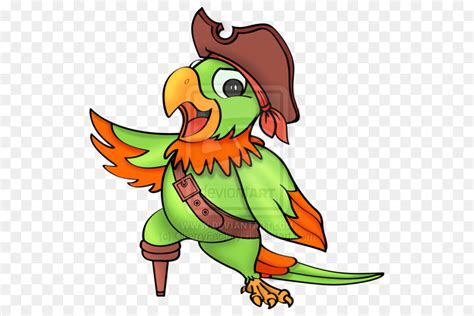 Cartoon Pirate Parrot Clip Art Illustration With Simple Gradients