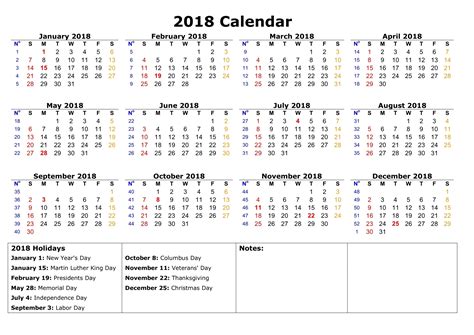 Usa Holidays Calendar 2018 Printable 2018カレンダーを無料でダウンロードできます