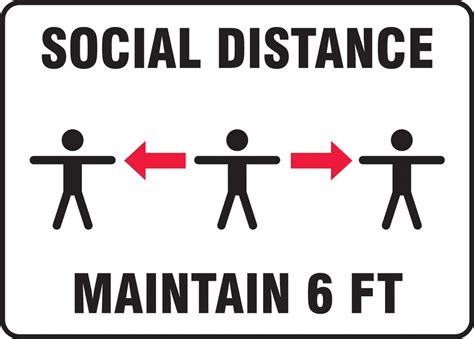 Social Distance Maintain Six Feet Safety Sign Mgnf544