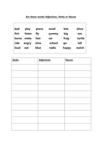 Plural nouns ( grammar + worksheets). Grouping adjectives, nouns and verbs | Teaching Resources