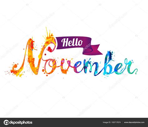 Hello November Hand Written Word — Stock Vector © Ukususha 193717674