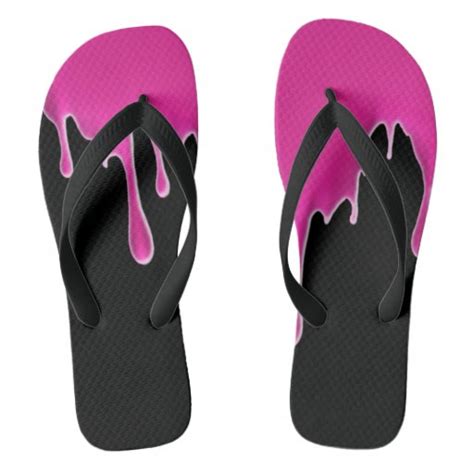 hot pink drip flip flops adult wide strap flip flops zazzle