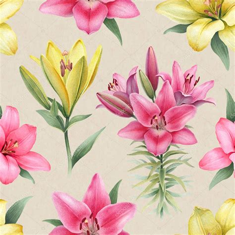 Watercolor Illustration Of Lily Flowers Stock Photo Sashsmir 129578342