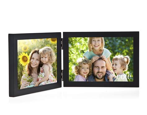 Philip Whitney Black Wooden Hinged Double 5x7 Horizontal Picture Frame
