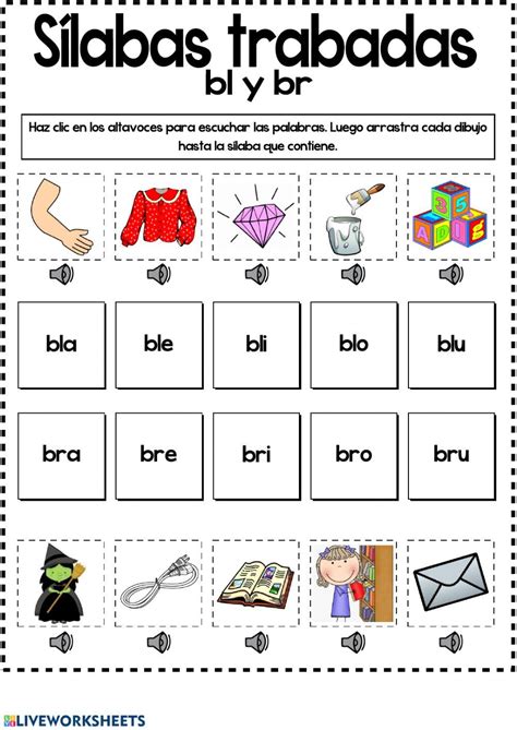 Sílabas Trabadas Bl Y Br Ficha Interactiva Ejercicios De Silabas