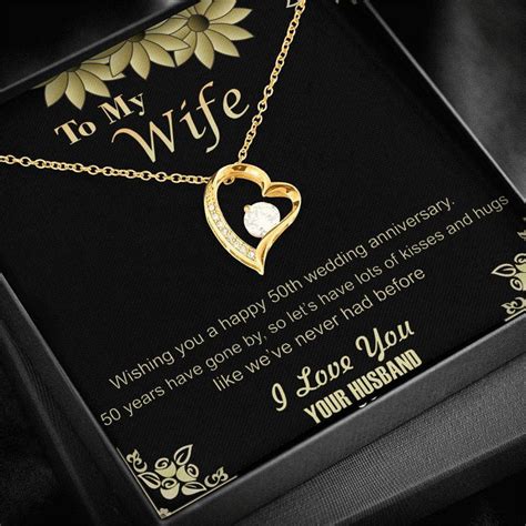 50th Golden Wedding Anniversary Pendant Necklace T For Wife Her