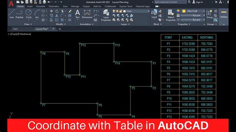 Create Easting And Northing Coordinate With Table In Autocad Youtube
