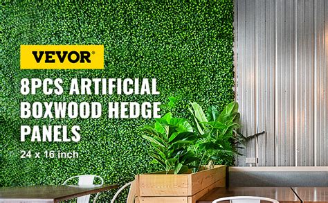 Vevor Artificial Boxwood Panel Uv 8pcs Boxwood Hedge Wall Panels