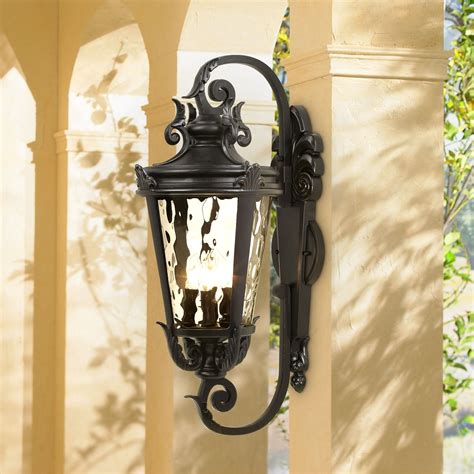 John Timberland Mediterranean Outdoor Wall Light Fixture Textured Black