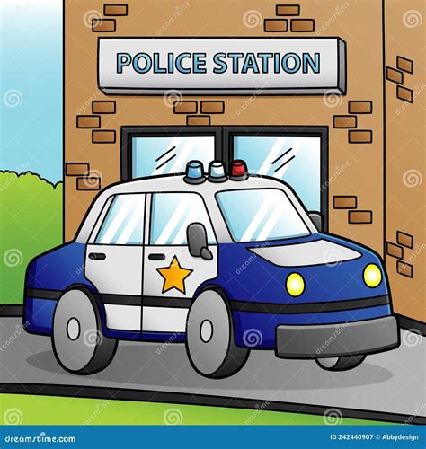 Police Car Cartoon Colored Vehicle Illustration Stock Vector