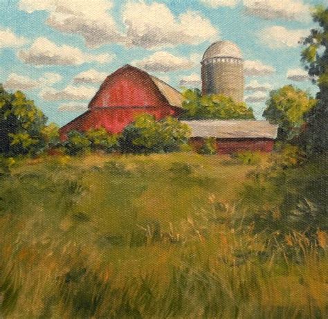 Original Oil Painting Farm Landscape Overgrown By Artbydon