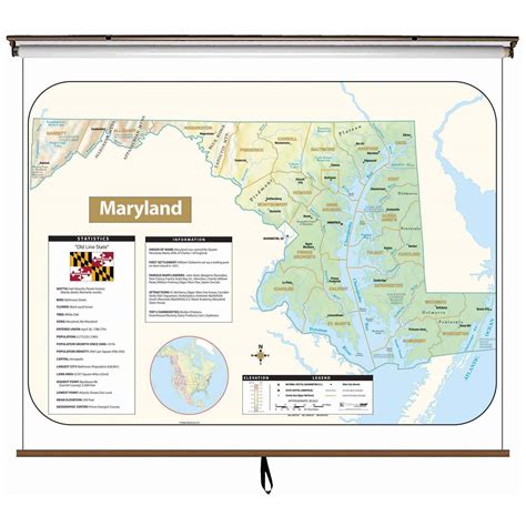 Maryland Large Shaded Relief Wall Map Shop Classroom Maps