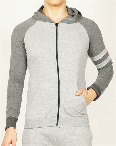 Grey Hooded Tracksuit With Dark Grey Contrast Yogue Activewear
