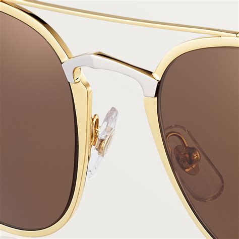 Cresw00294 C De Cartier Sunglasses Combined Golden And Black Matt Golden Finish Frame