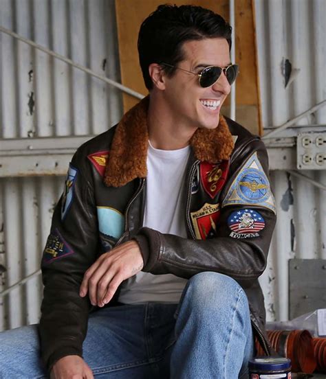 Maverick Top Gun Leather Bomber Jacket With All Over Patches Ph