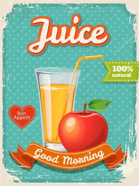 Juice Poster In Vintage Style Stock Vector Image By ©giraffarte 71509047