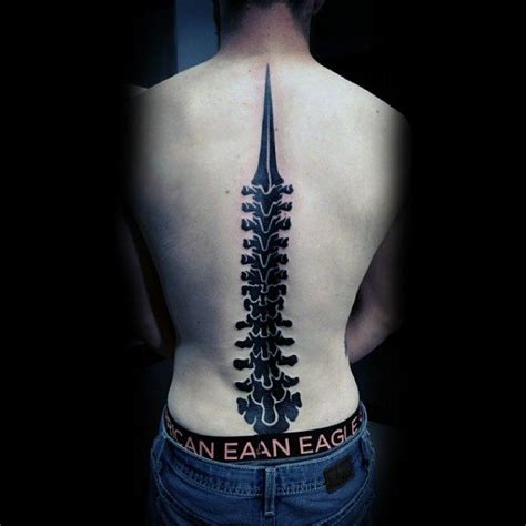 Guys Blackwork Spinal Cord Tattoo Full Back Tattoos Back Tattoos For